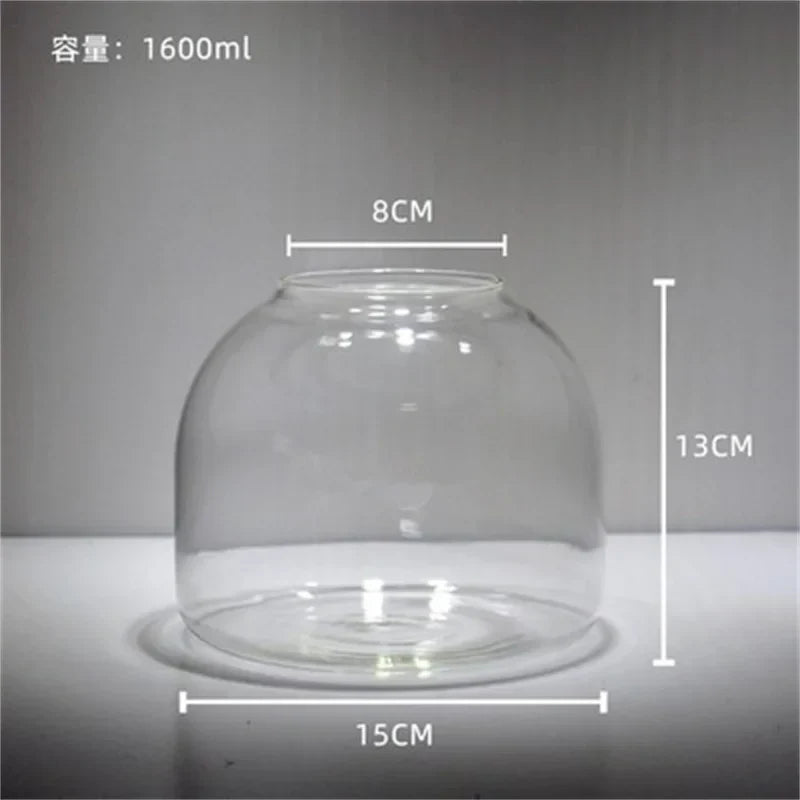 Green Moss Glass Vase Terrarium Container - 15X13cm no Cork - Vase