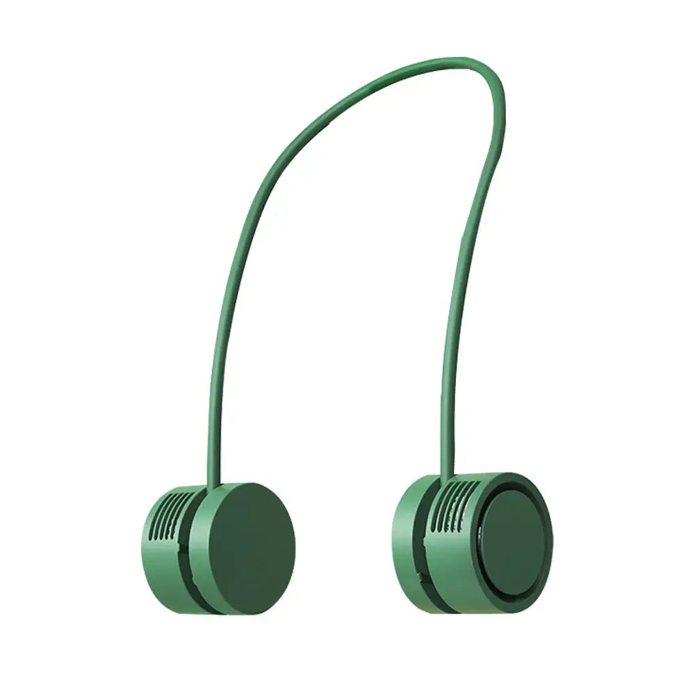 Decorbites™ led hanging green wireless neck fan with colorful atmosphere lights and sleek curved design for night light use