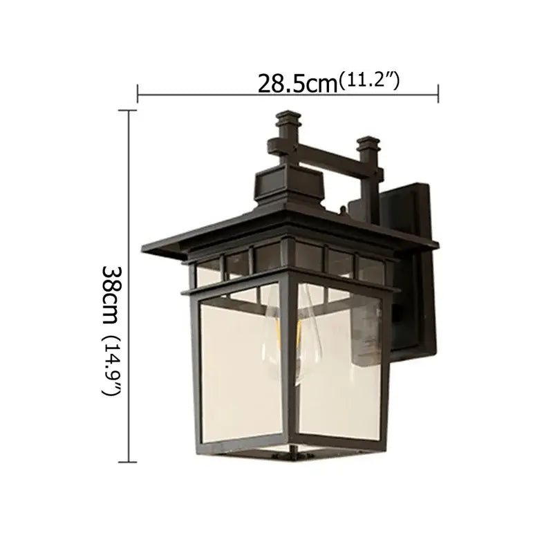 Black wrought iron decorbites led outdoor wall lamp with clear glass panels and traditional waterproof design