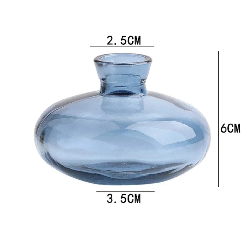 Mini Glass Flower Vase for Home Decor - blue-A - Vase