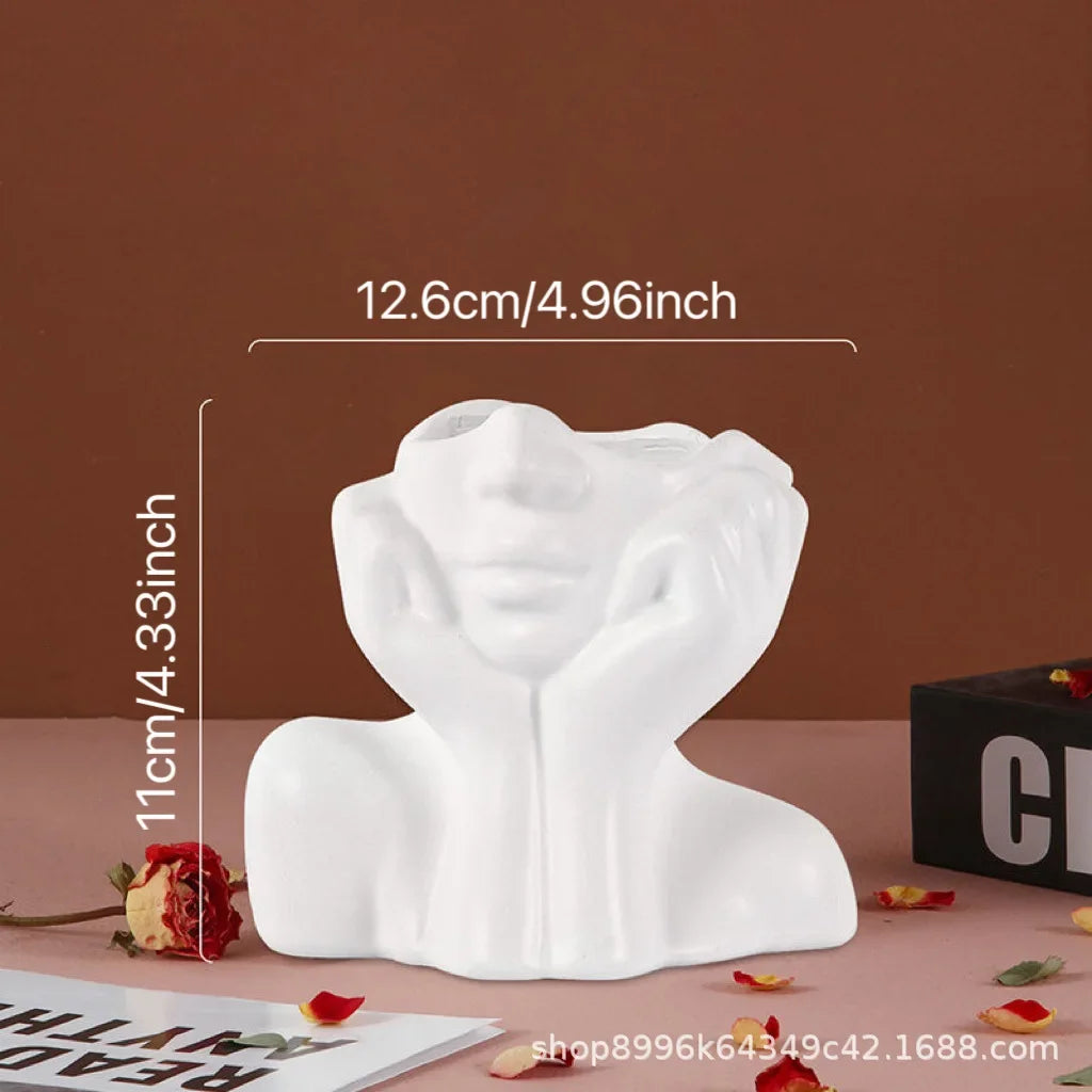 Modern Human Body Shape Resin Vase - white - Vase