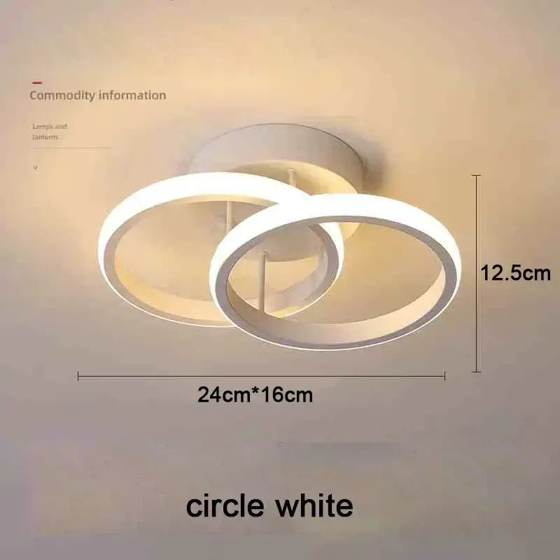 DecorBites modern white led chandelier with two interlocking rings available in three color options for home use