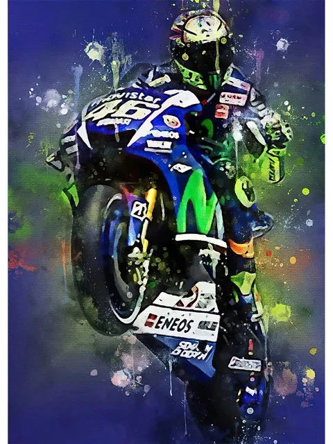 Valentino Rossi Motorcycle Racing Canvas Wall Art - 1 / 20x30cm no frame - Posters