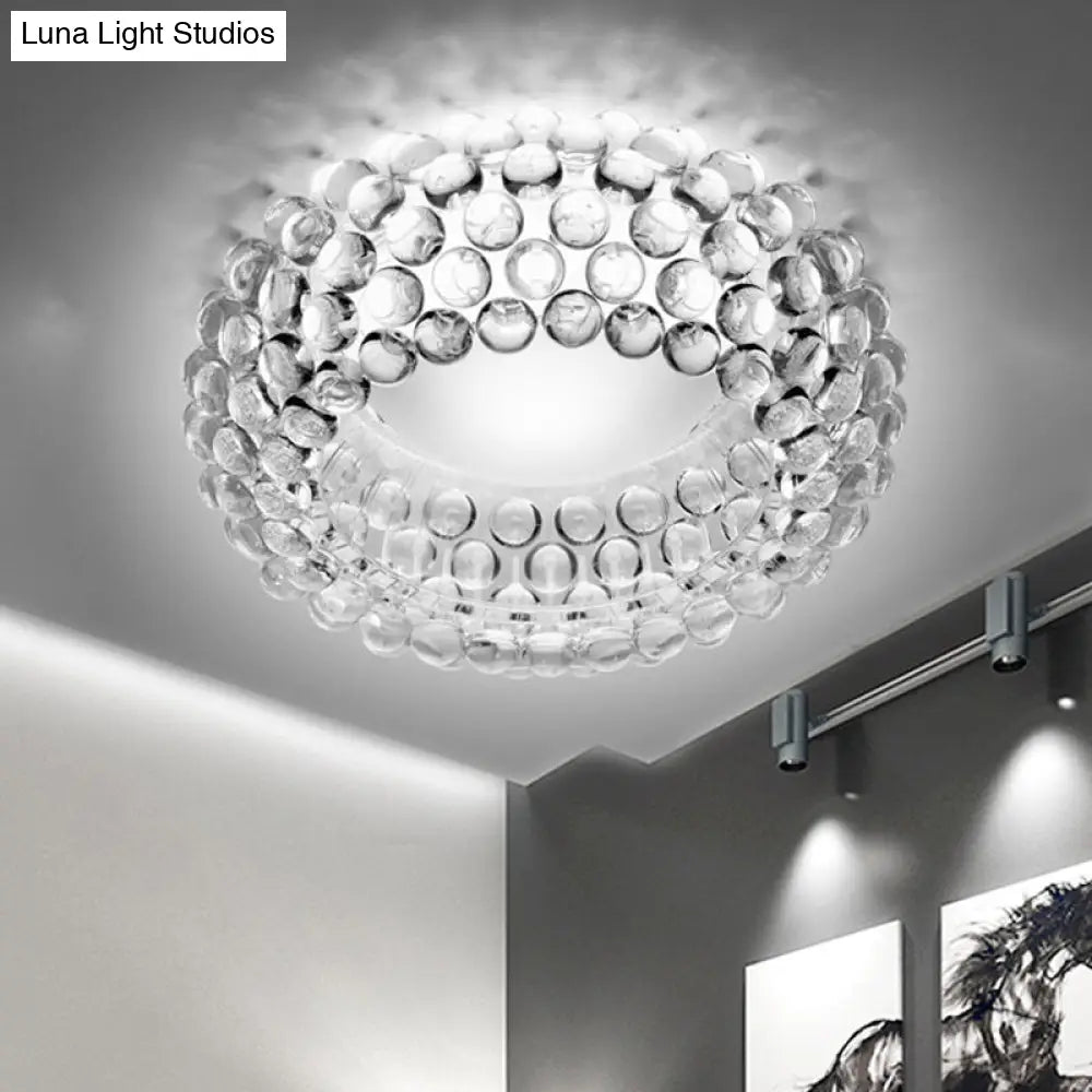 DecorBites™ Designer Clear Glass LED Bedroom Flush Ceiling Light Fixture - 14"/19.5"/25.5" Wide Bubble Flush Lighting