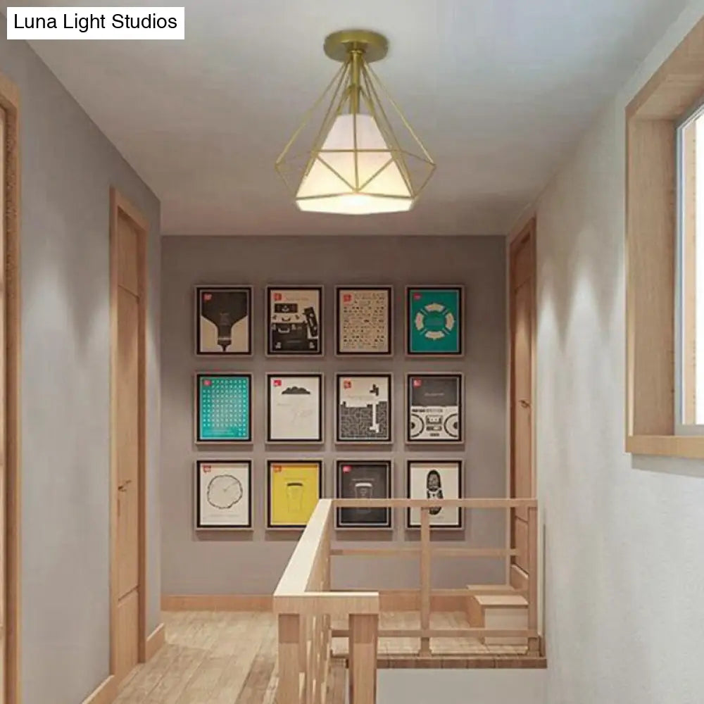 DecorBites™ DecorBites™ Diamond Cage Semi Flush Mount Retro Industrial Ceiling Lights for Hallway