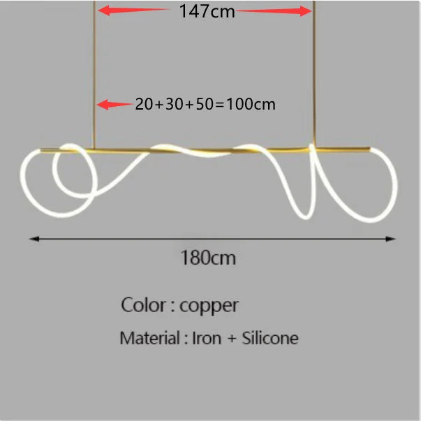 Dimmable Nordic LED Chandelier for Home Decor - gold 180 cm / Neutral light 4000K - Chandelier