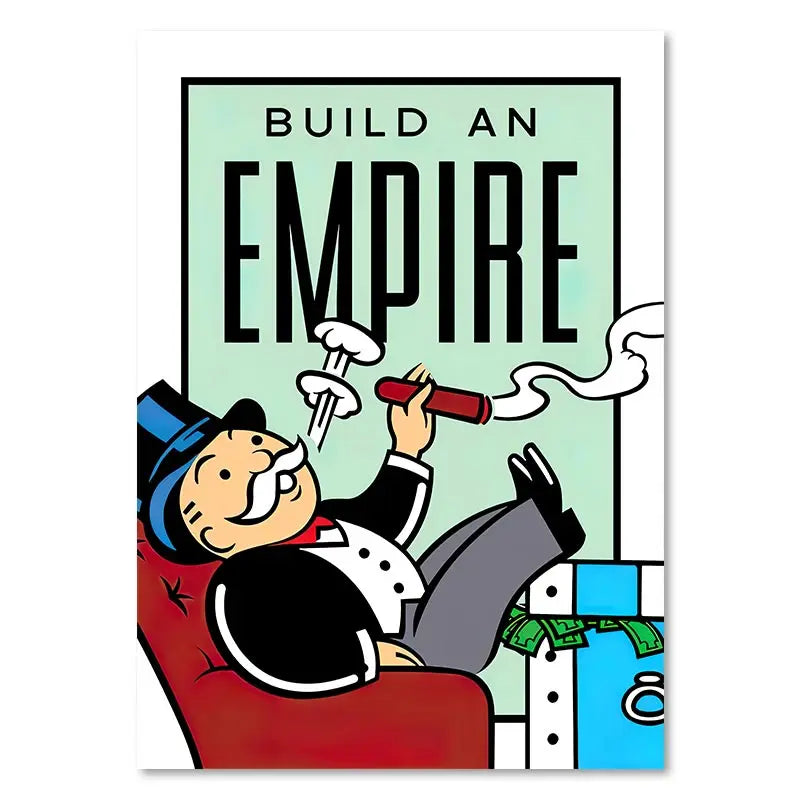 ’Dollar Millionaire Motivational Cartoon Canvas Wall Art’ - 20x25cm No Frame / TM0002-16 - Posters