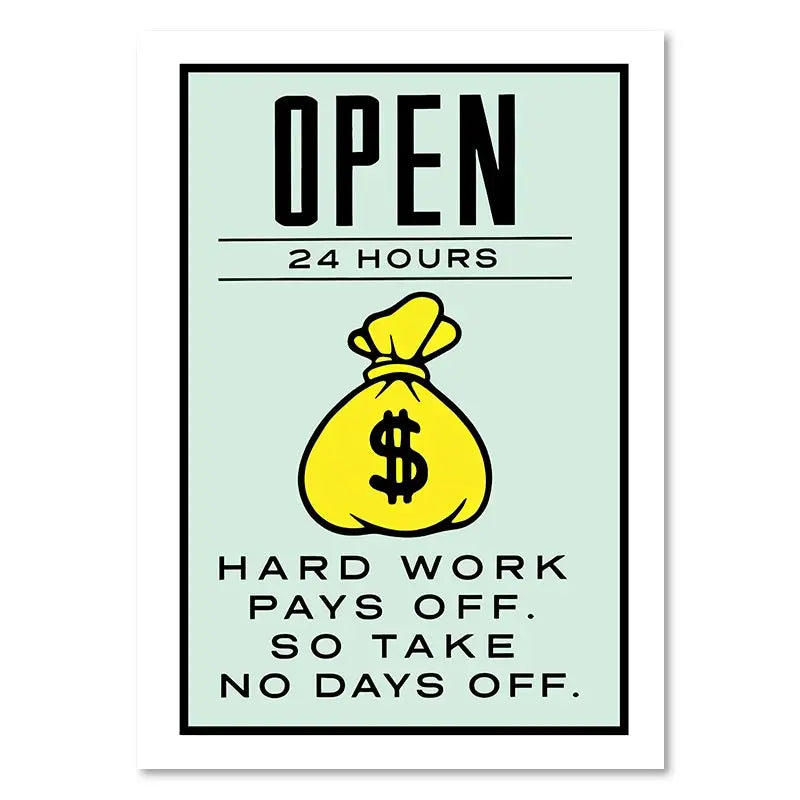 ’Dollar Millionaire Motivational Cartoon Canvas Wall Art’ - 20x25cm No Frame / TM0002-05 - Posters