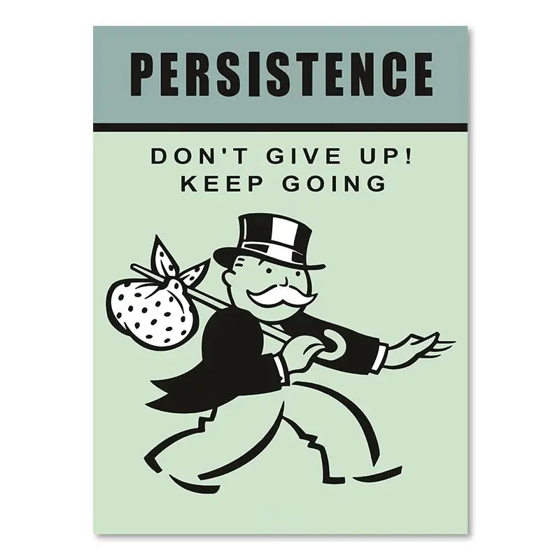 ’Dollar Millionaire Motivational Cartoon Canvas Wall Art’ - 20x25cm No Frame / S8TM0003-02 - Posters
