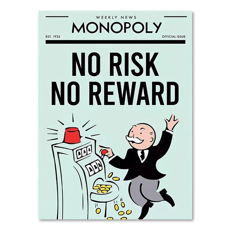 ’Dollar Millionaire Motivational Cartoon Canvas Wall Art’ - 20x25cm No Frame / S8TM0003-20 - Posters