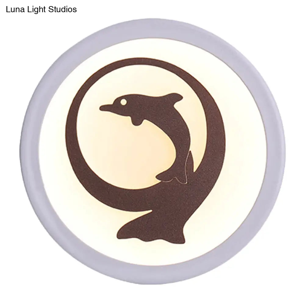 DecorBites™ Dolphin Iron Wall Sconce LED Lamp in White for Kids' Bedroom