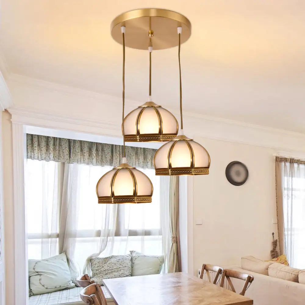DecorBites™ DecorBites™ Dome Shaped Metallic Gold Semi Flush Mount with Opal Glass Shade for Dining Room