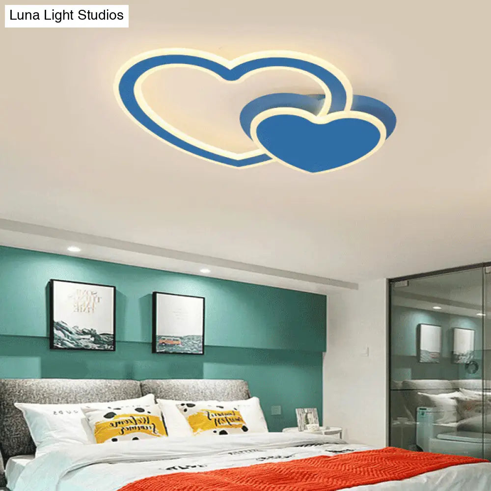 DecorBites™ DecorBites™ Double Loving-Heart Kids LED Flush Ceiling Light - Vibrant Undertint, Ideal for Kid's Bedroom