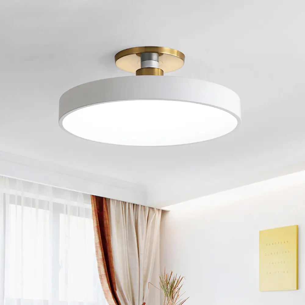 DecorBites™ DecorBites™ Drum Metal Ceiling Light Fixture - Nordic LED White Semi Flush Mount Lighting in Warm/White Light - 12"/16"/19.5" Width