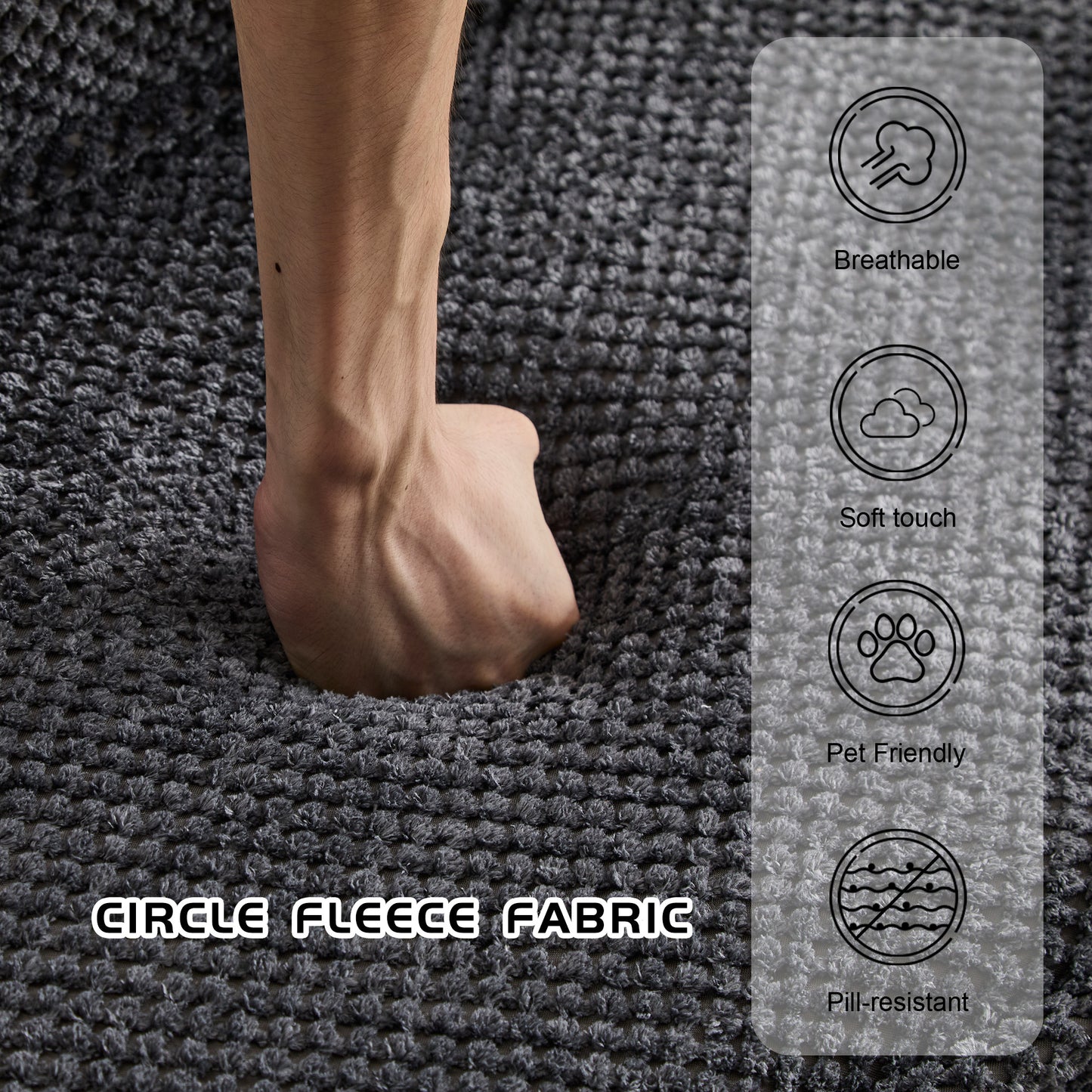 Compression Mahjong Sofa,Convertible Floor Sofa Bed,DIY Boneless Modular Sectional Sofa,No Assembly Required,Circle Fleece Fabric,Oversized 4 Seater With 2 Ottoman,Dark-grey