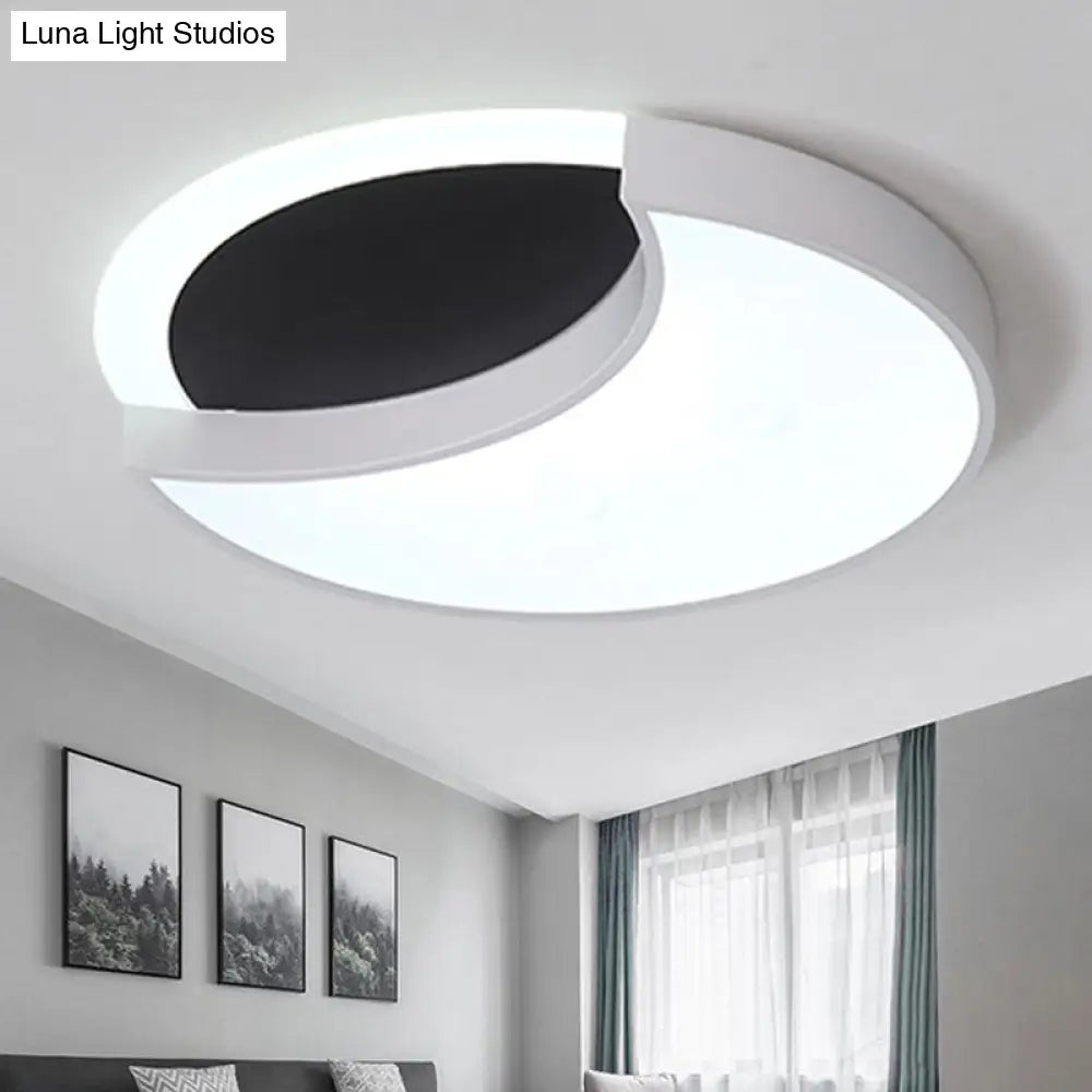 DecorBites™ Eclipse Modern Black & White Ceiling Lamp - Metal Acrylic LED Flush Light for Kindergarten