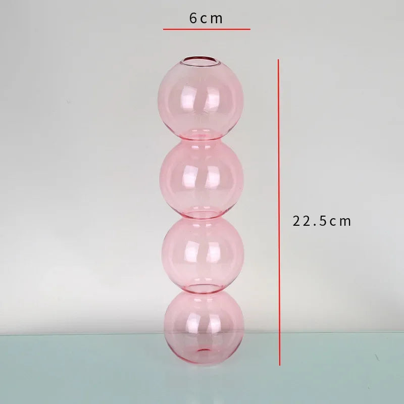 Elegant Glass Vase Home Decor Accent - pink-high 22cm - Vase