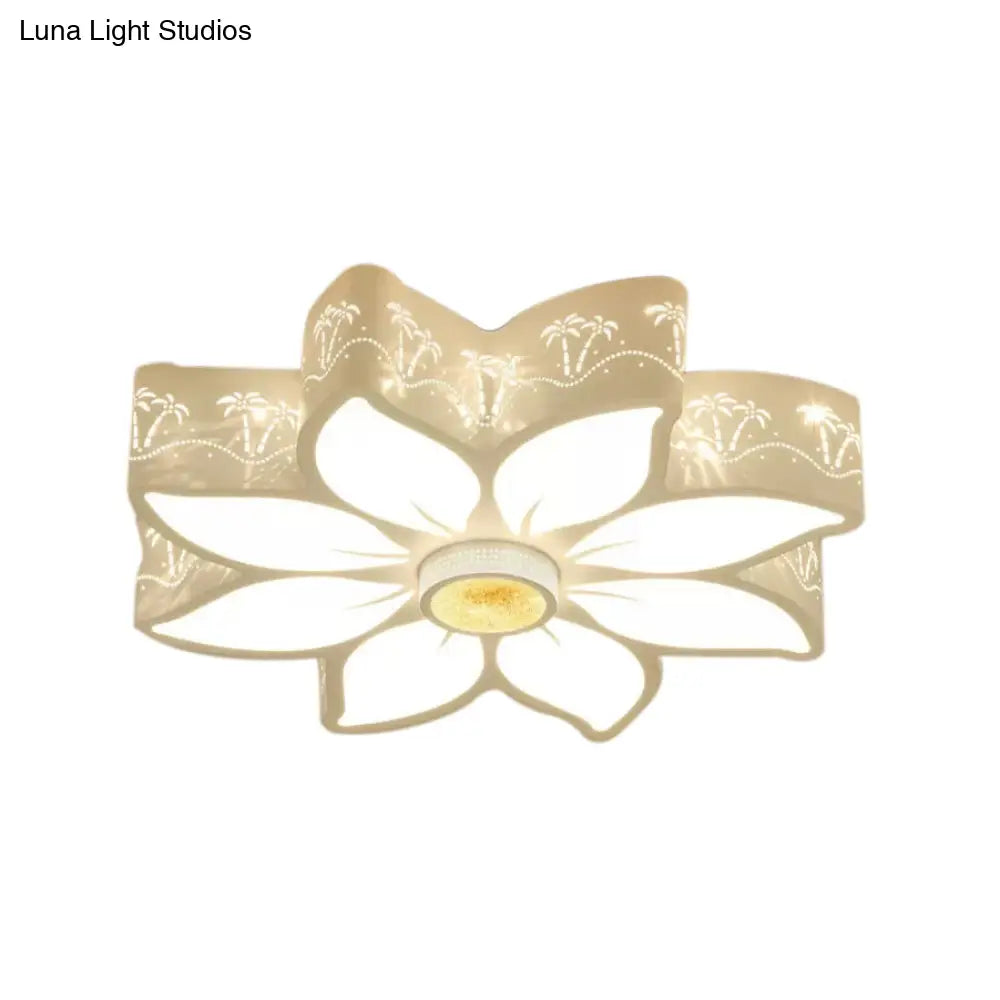 DecorBites™ Etched Flower Flush Mount LED Ceiling Light - Contemporary Metal Fixture for Girls Bedroom