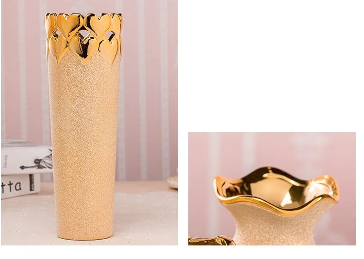Europe Gold-Plated Ceramic Vase for Home Decor - Vase