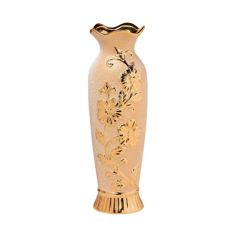 Europe Gold-Plated Ceramic Vase for Home Decor - Vase