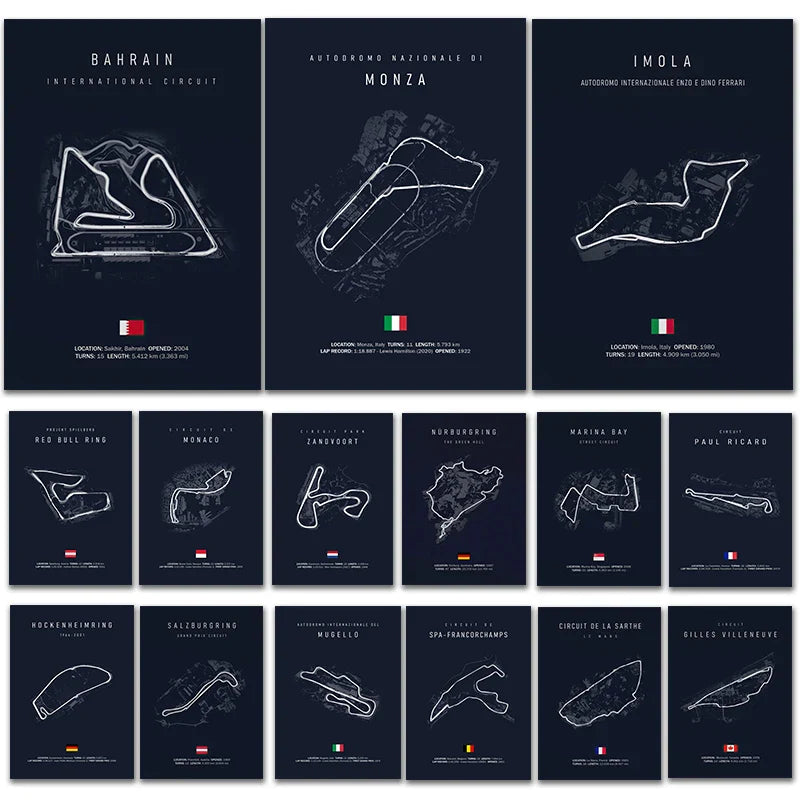 F1 Circuit Canvas Painting for Living Room Decor - Posters