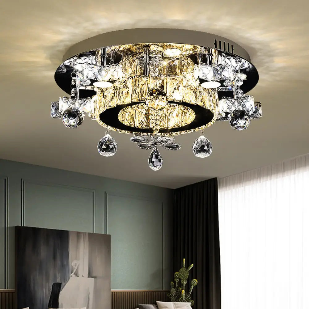 DecorBites™ DecorBites™ Faceted Crystal Star Semi Flush Lamp - LED Ceiling Flush in Chrome - Warm/White Light