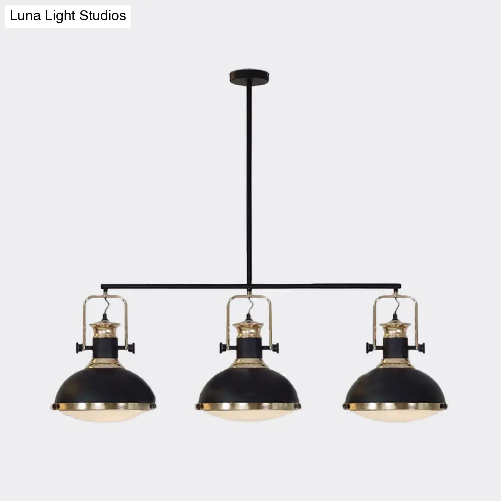 DecorBites™ Farmhouse 3-Light Island Pendant with Black Metal Dome Shade for Dining Room Down Lighting
