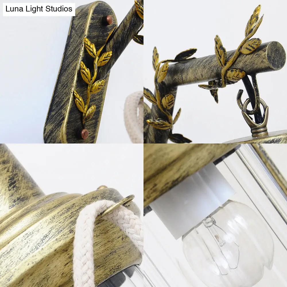 Aplique de pared DecorBites™ estilo rústico de metal - Lámpara de pared de latón con brazo en forma de rama