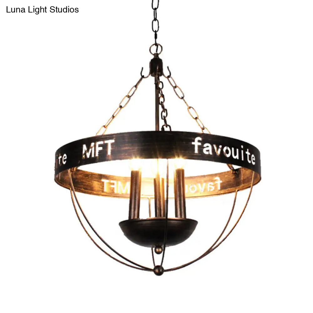 Farmhouse Style Antique Bronze Metal Chandelier - 3-Light Candle Hanging Fixture