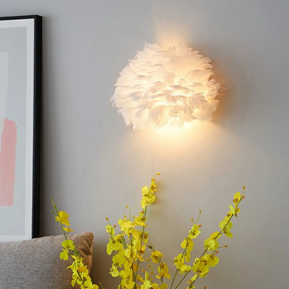 DecorBites™ Feather Wall Sconce: Stylish and Simplistic Single-Bulb Light for Girls Bedroom