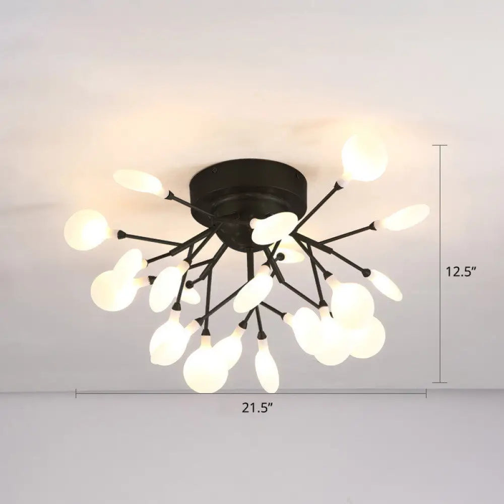 DecorBites™ DecorBites™ Firefly Semi Flush Ceiling Light - Minimalistic Acrylic Flush Mount for Bedroom - Black