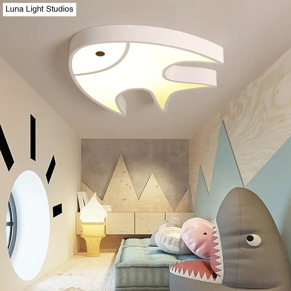 DecorBites™ DecorBites™ Fish Shaped Ceiling Light for Kids' Room - White Metal & Acrylic, Ideal for Kindergarten