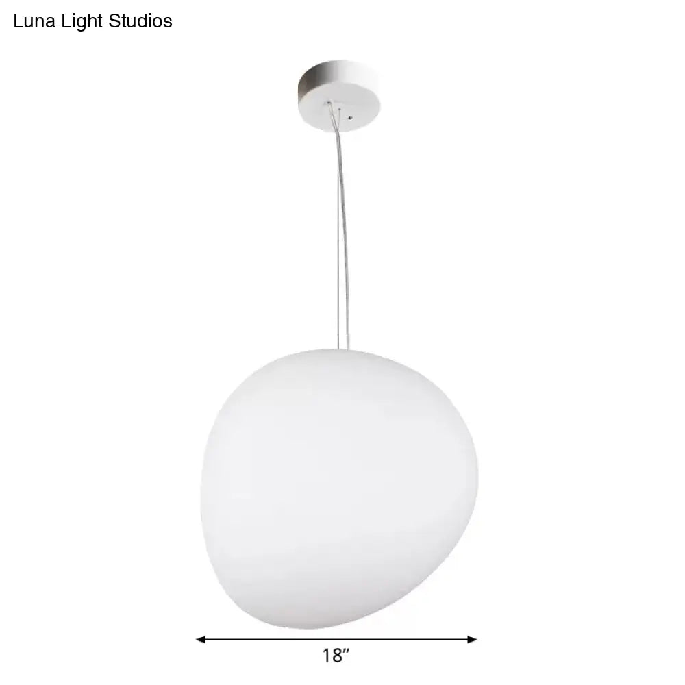 DecorBites™ Floating Pebble Dining Room Pendant Lamp Cream Glass 1 Head Minimalist Hanging Ceiling Light in White, 9"/12.5"/18" Wide