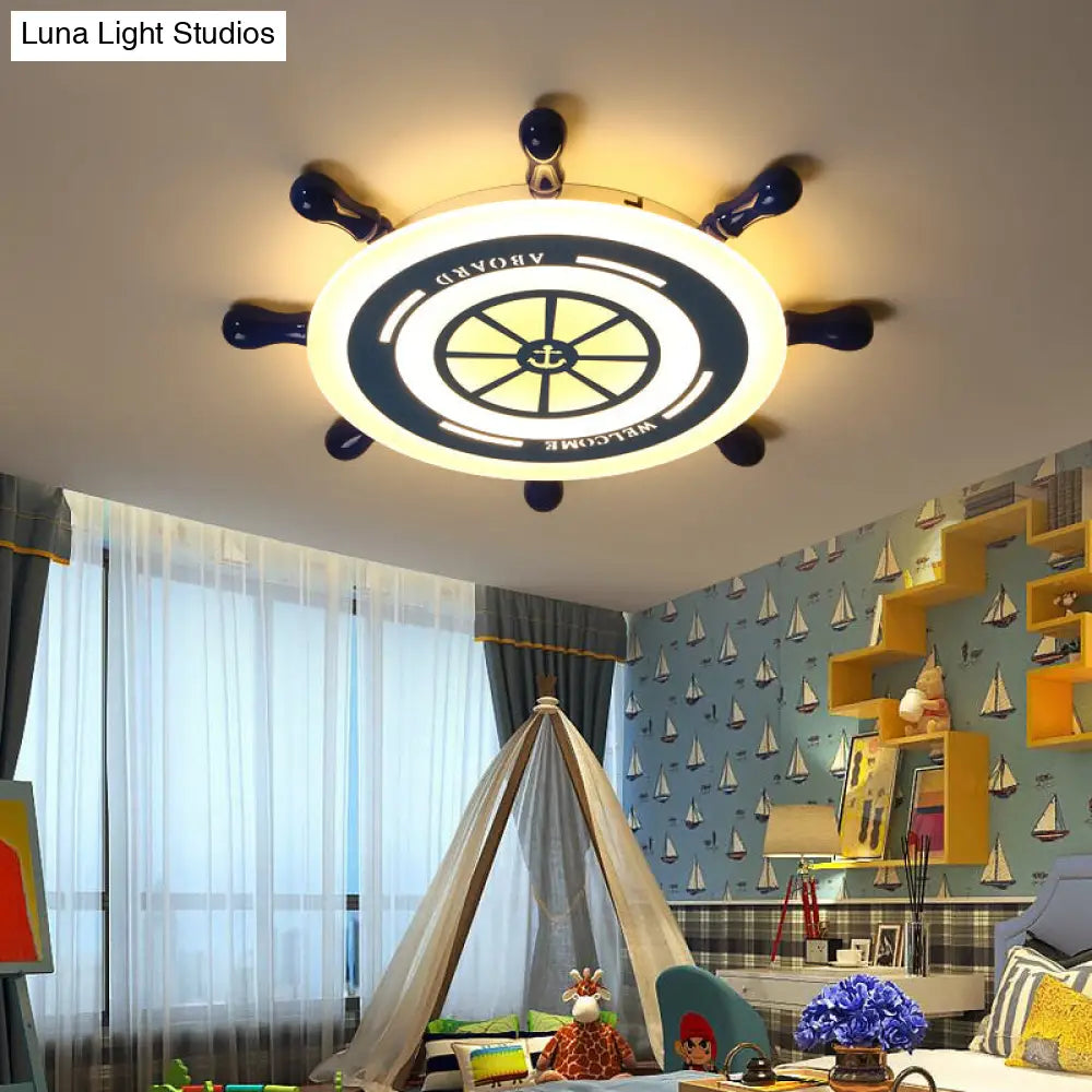 DecorBites™ Flush Mount LED Blue Ceiling Light for Kids' Bedroom - Warm/White