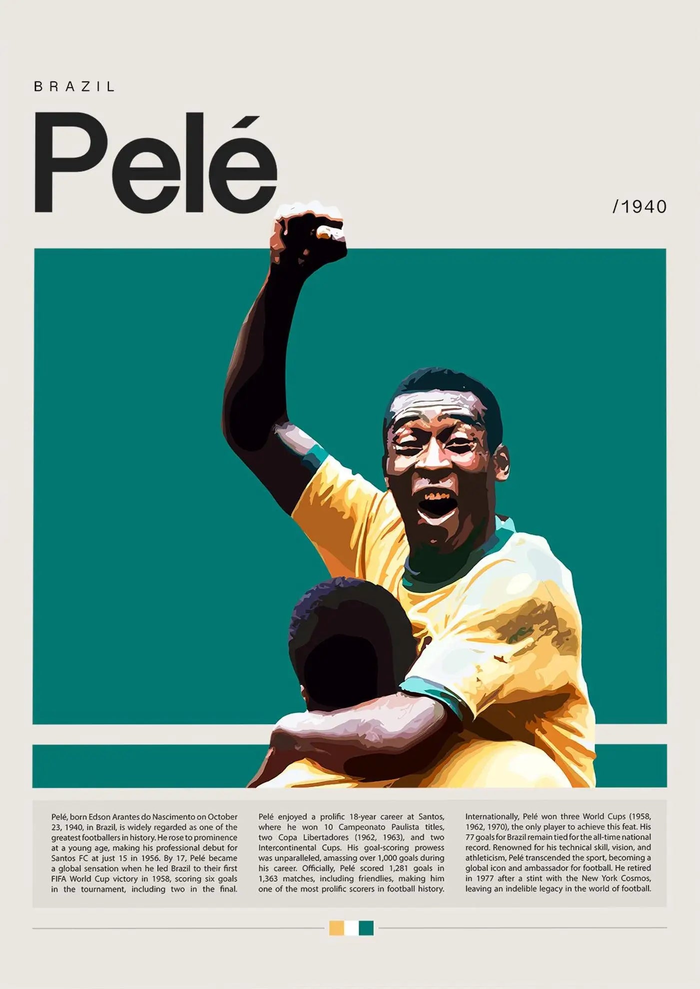 Football Star Champion Poster Canvas Wall Art - 24 / 50x70cm Unframed - Posters