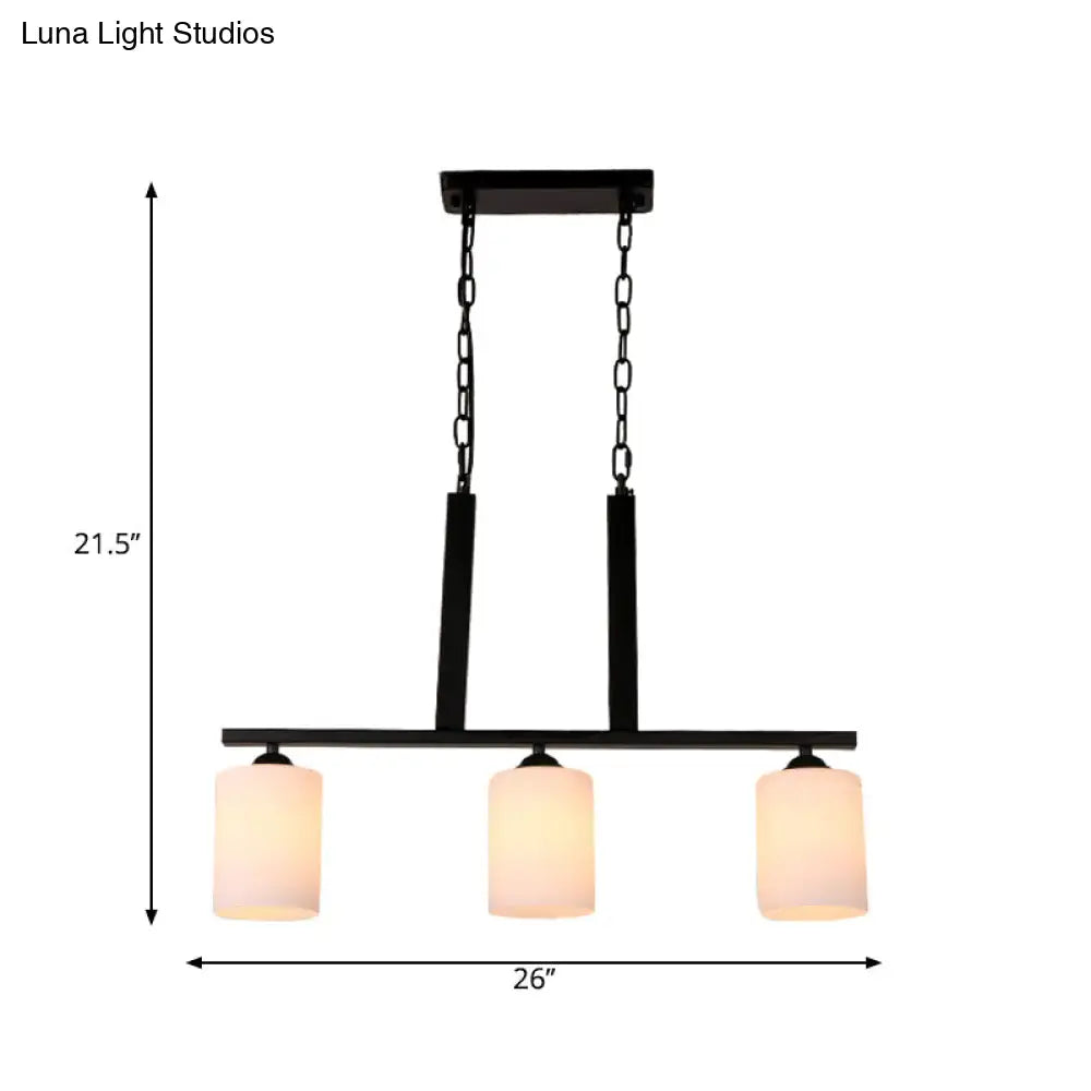DecorBites™ Frosted Glass Black Island Pendant Light Kit for Dining Room with 3 Lights - Traditional Style