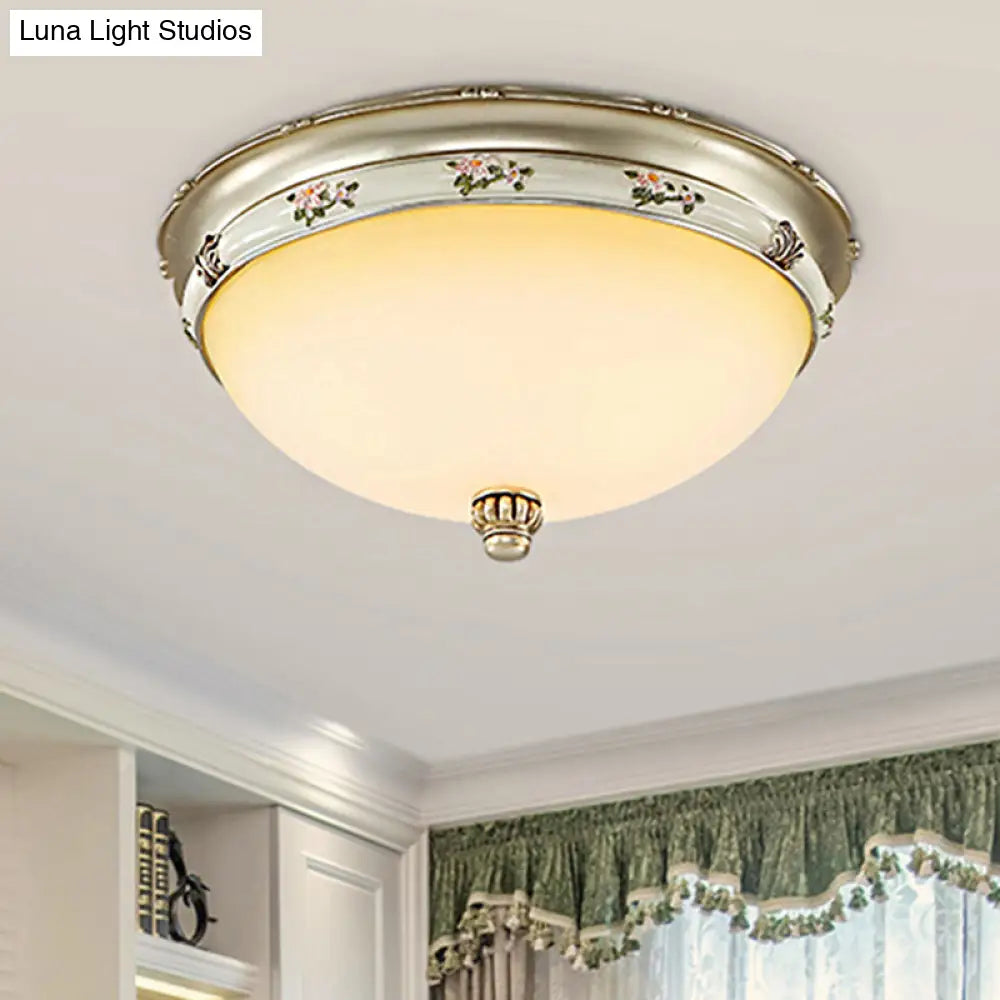 DecorBites™ Frosted Glass Flush Ceiling Light with Traditional Brass Finish - 3 Lights, 3 Sizes for Living Rooms