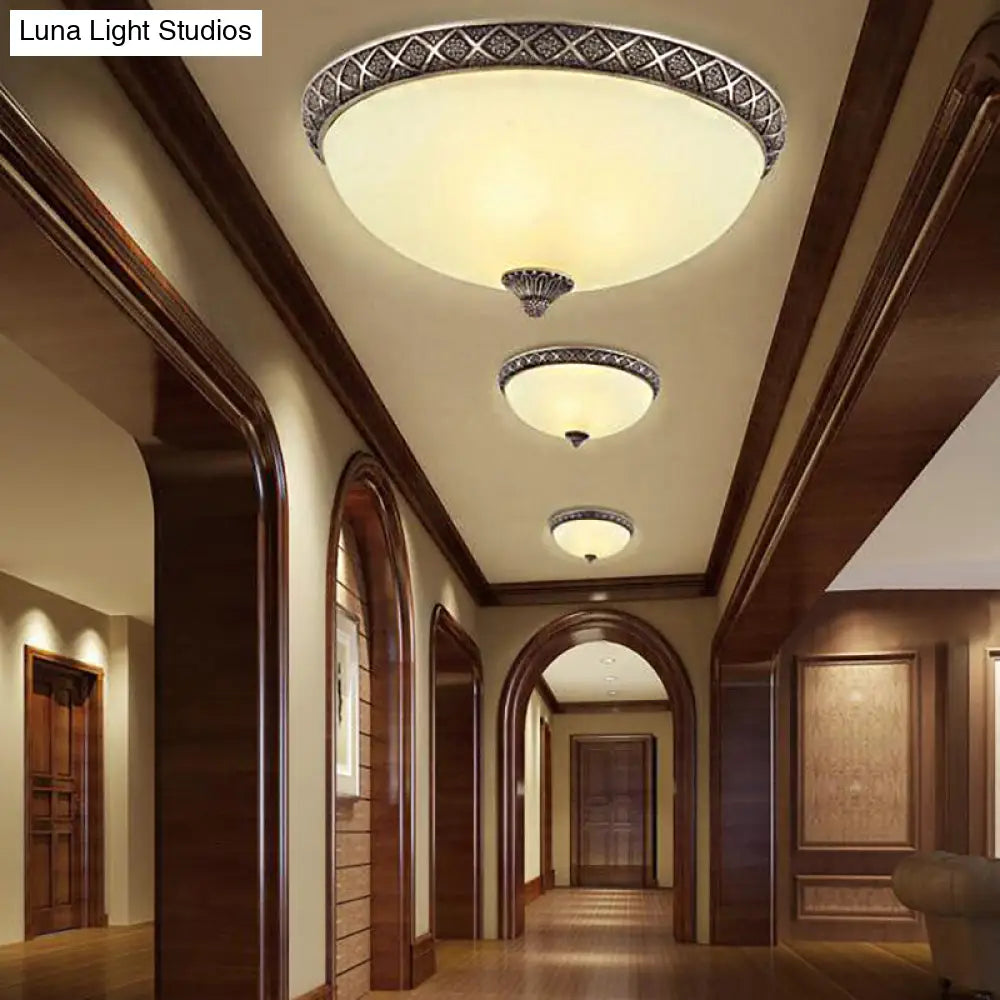 DecorBites™ Frosted Glass Flush Mount Lamp with 5 Classic Lights - Brown Ceiling Lighting for Living Room