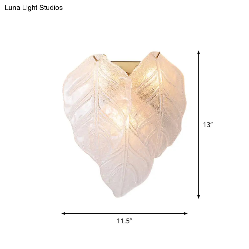 DecorBites™ Frosted Glass Leaf-Shaped Wall Sconce Light with 3 Bulbs - Modern White Hallway Fixture