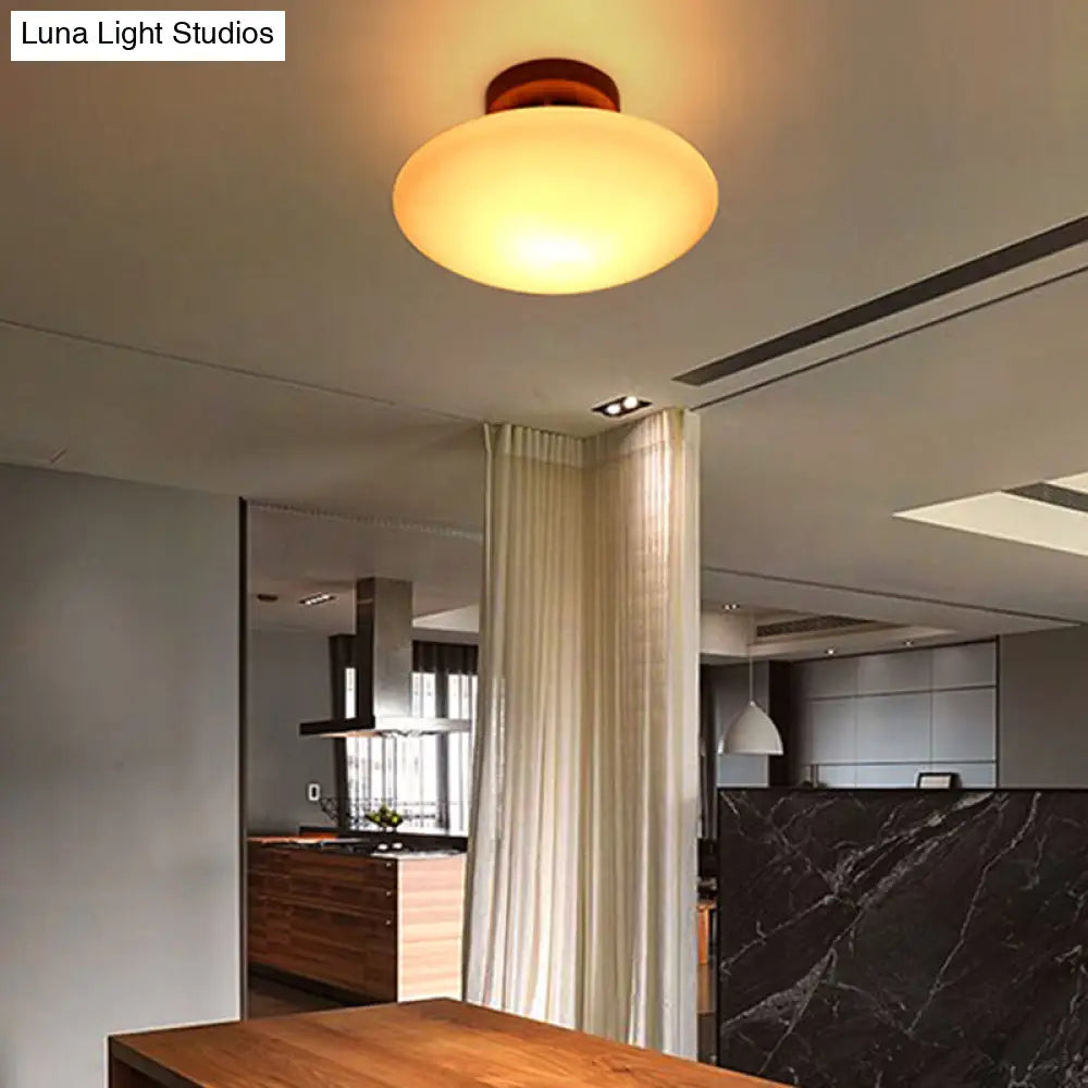 DecorBites™ DecorBites™ Frosted Glass Semi-Circle/Square Flush Ceiling Light - Modern 1-Light Flush Mount for Corridor