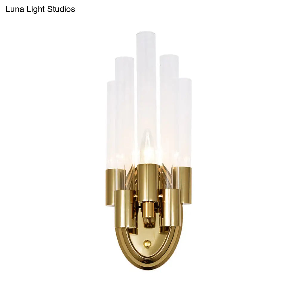 DecorBites™ DecorBites™ Frosted Glass Wall Sconce Lamp - Modern Stylish Tubed Design with Brass Finish - Ideal for Living Room Lighting