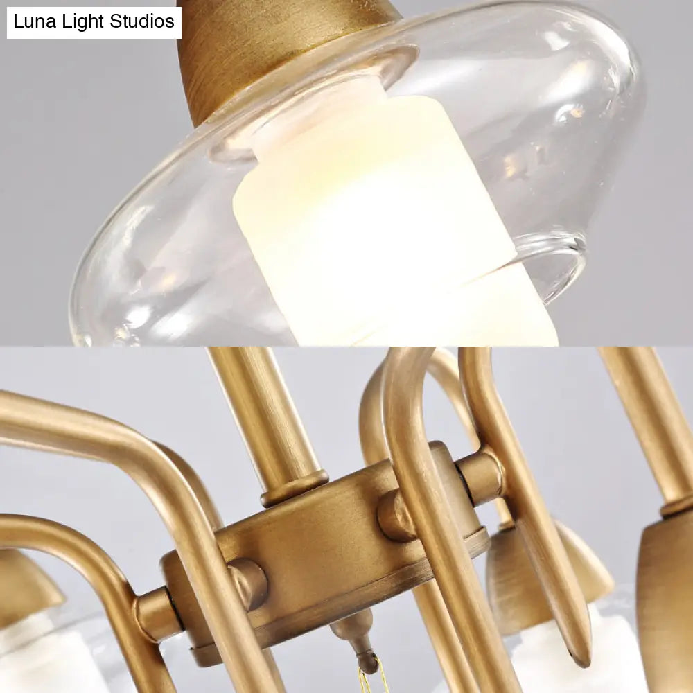 Lámpara de techo semiempotrada elíptica moderna DecorBites™ de cristal blanco esmerilado con 6 bombillas de latón para dormitorios