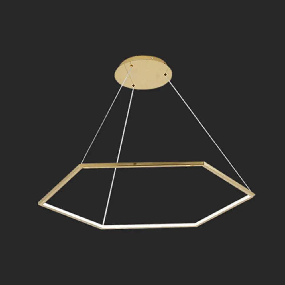 Geometric Chandelier: Ultra-Modern Metallic Lighting Fixture for Living Room