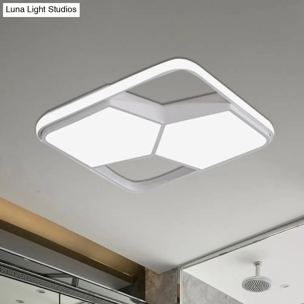 DecorBites™ Geometric LED Ceiling Light in Black/White Acrylic - Contemporary Flush Mount Lamp for Bedroom with Warm/White Lighting