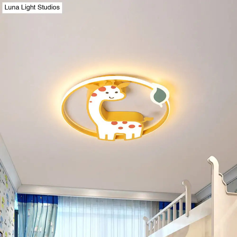 DecorBites™ DecorBites™ Giraffe Kids Ceiling Light Fixture - Iron Frame, LED Yellow Flush Mount for Children's Bedroom