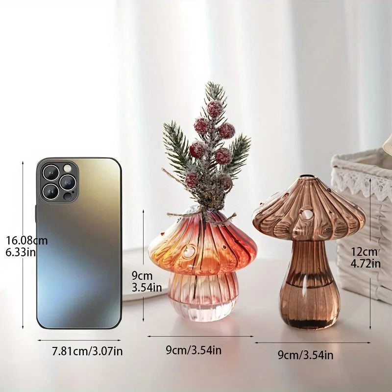 Glass Mushroom Hydroponic Planter for Home & Garden - Vase
