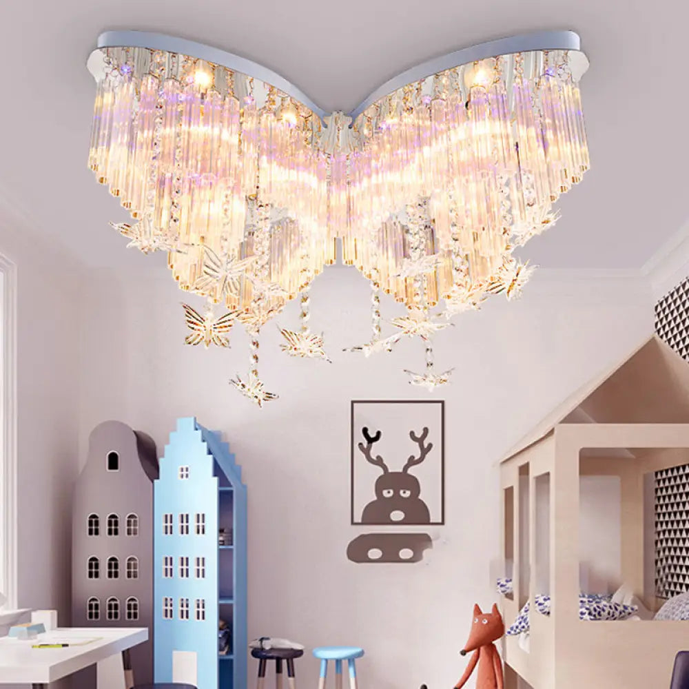 DecorBites™ DecorBites™ Glittering Butterfly Ceiling Lamp with Clear Crystal Ceiling Mount Light - Perfect for Kindergarten