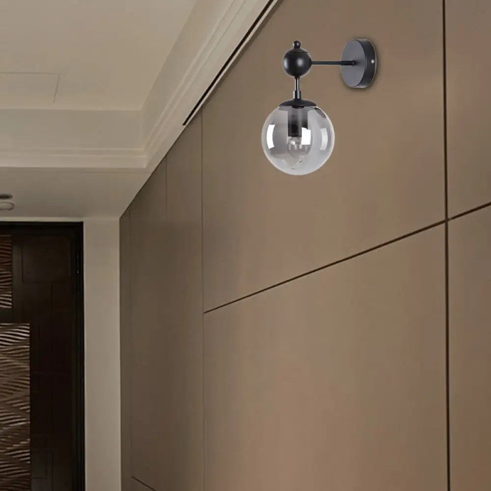 DecorBites™ DecorBites™ Globe Shade Industrial Wall Light Fixture with Clear/Grey/Amber Glass, Black Sconce Lamp - Living Room