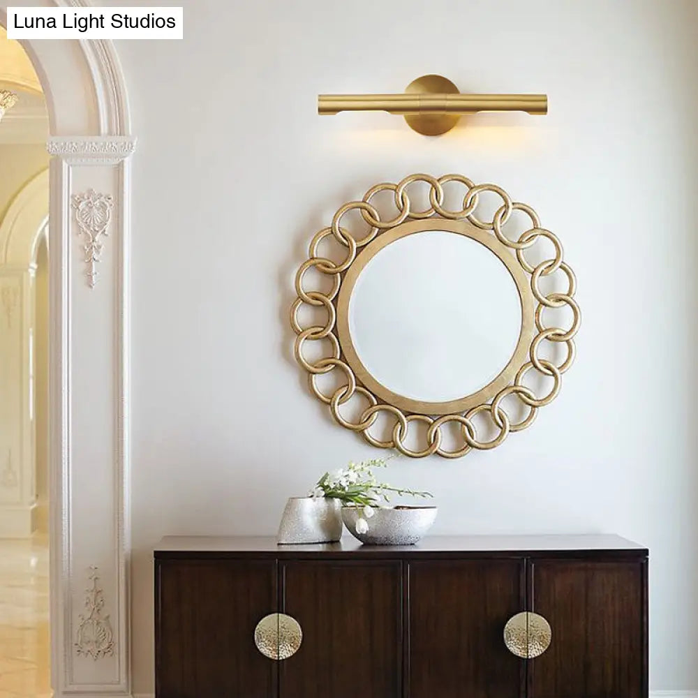 DecorBites™ Gold 2-Head Tube Vanity Light | Simple Metal Bathroom Wall Sconce