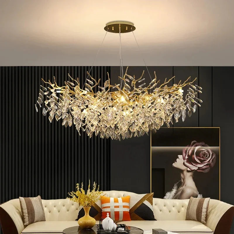 Gold Crystal LED Chandeliers for Home Lighting - Chandelier